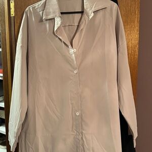 Elegant Beige Button-Up Blouse